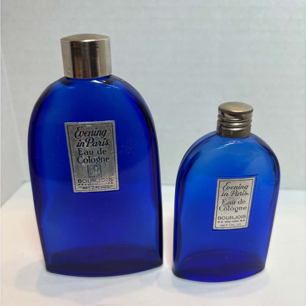 Collectible Vintage Evening in Paris Eau de Cologne 1 Oz 2 Oz lot Cobalt Blue